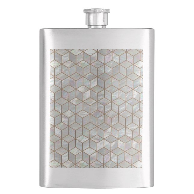 Mother Of Pearl Tiles Hip Flask (Front)