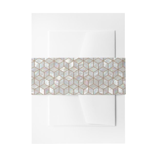 Mother Of Pearl Tiles Invitation Belly Band (Front Example)