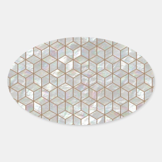 Mother Of Pearl Tiles Oval Sticker (Front)