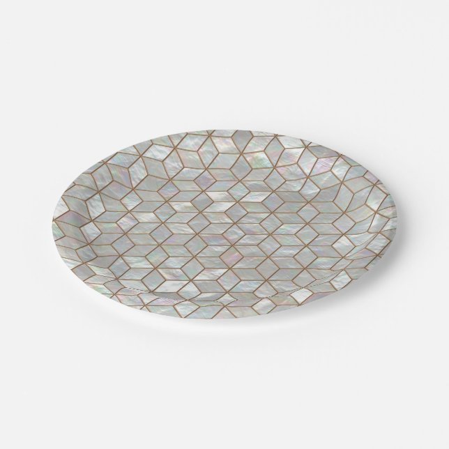 Mother Of Pearl Tiles Paper Plate (Angled)