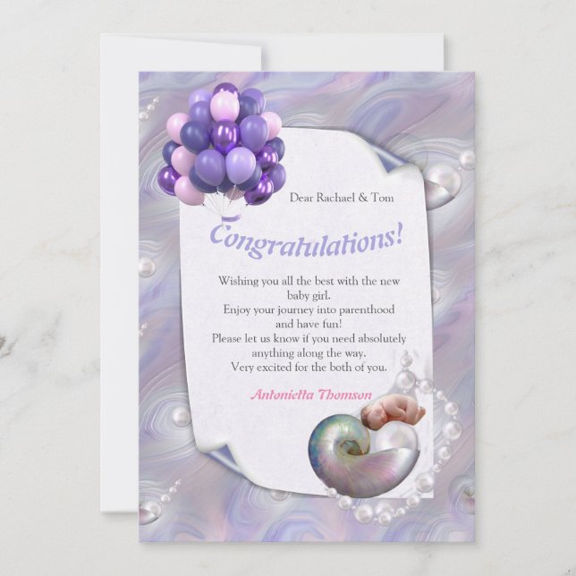 Mother of Pearls giving Birth to a Baby Girl Thank You Card (Front)