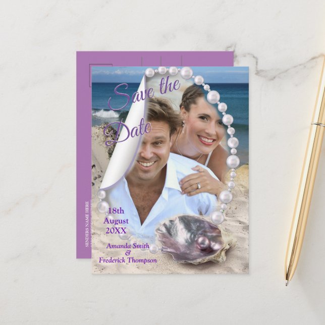 Mother of Pearls Merged like Liquid Swirls Announcement Postcard (Front/Back In Situ)