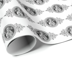 Mother of Perpetual Help Black and white elegant Wrapping Paper