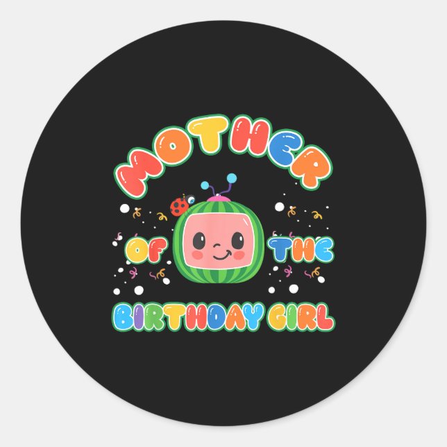 Mother Of The Birthday Girl Melon Family Matching  Classic Round Sticker (Front)