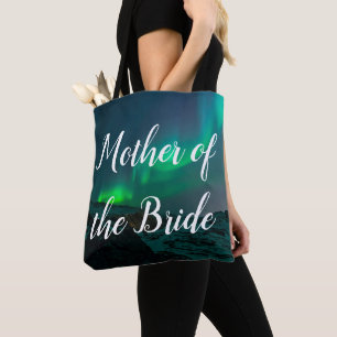 Mother of the Bride Aurora Lights Script Wedding Tote Bag