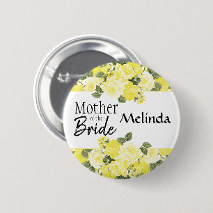Mother of the Bride - Beautiful Yellow Floral 6 Cm Round Badge