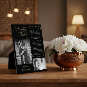  Mother of the Bride   Black Gold Message & Photo Plaque
