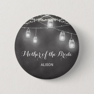 Mother of The Bride Black White Button