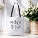 Mother of the Bride Black White Wedding  Tote Bag<br><div class="desc">Mother of The Bride Wedding Tote Bag in Black and White. Good for Weddings,  Bridal Party,  Bachelor party Rehearsal Dinner. Check out more products with this design in the collection below.</div>