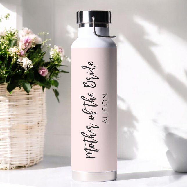 Mother of the Bride Blush Pink Wedding  Water Bottle (Creator Uploaded)