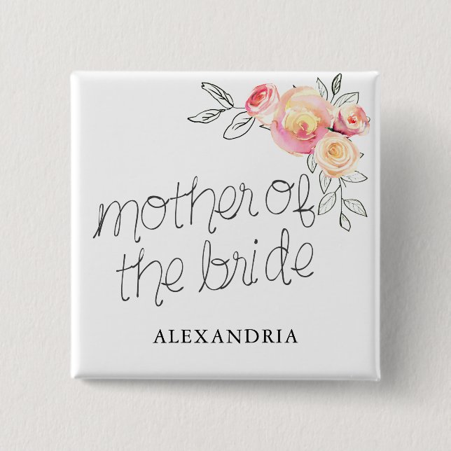 Mother of the Bride Bridal Shower 15 Cm Square Badge (Front)