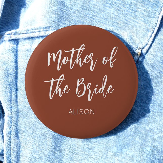 Mother of the Bride Brown White Wedding 6 Cm Round Badge (Creator Uploaded)