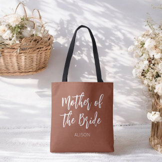 Mother of the Bride Brown White Wedding Tote Bag