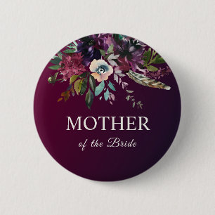 Mother Of The Bride Burgundy Floral Bouquet 6 Cm Round Badge