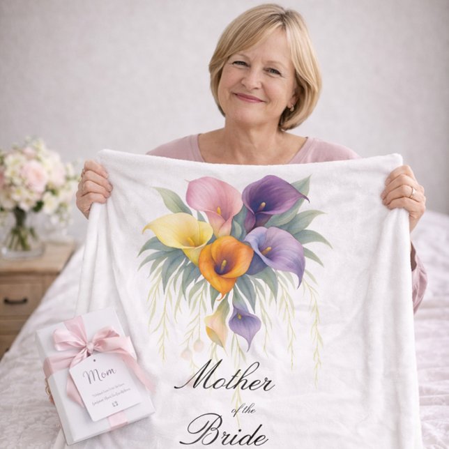 Mother of the Bride Calla Lilies Wedding Gift  Fleece Blanket (Creator Uploaded)