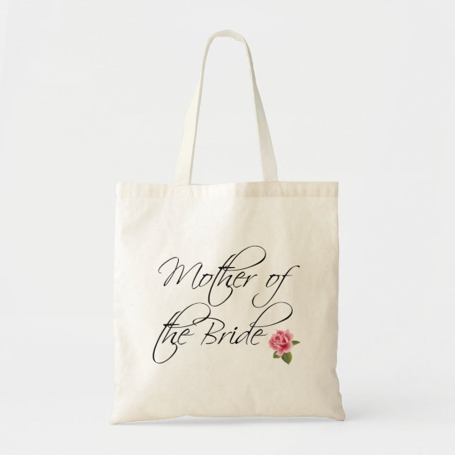 Mother of the Bride Calligraphy and Rose Tote Bag (Front)