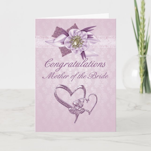 Mother of the bride Congratulations card in Pink (Front)
