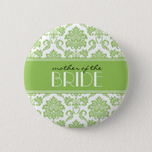 Mother Of The Bride Damask Button in Green