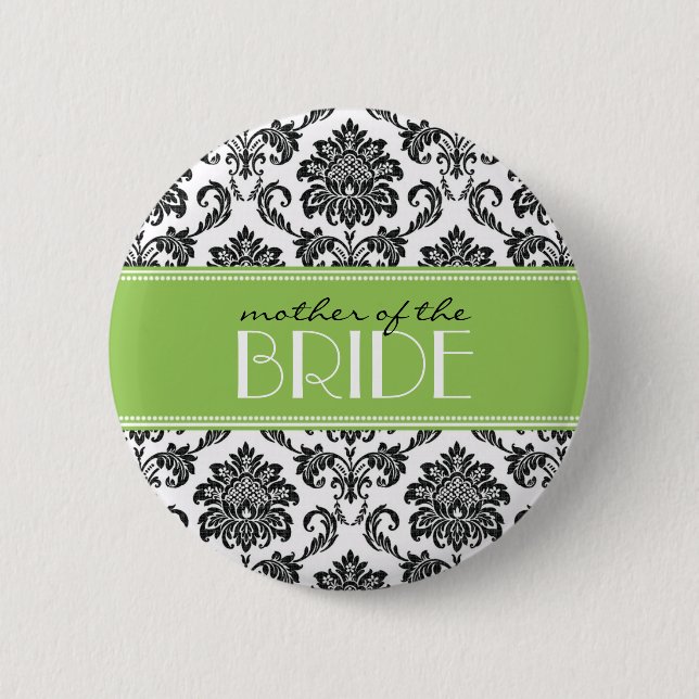 Mother Of The Bride Damask Button in Green (Front)