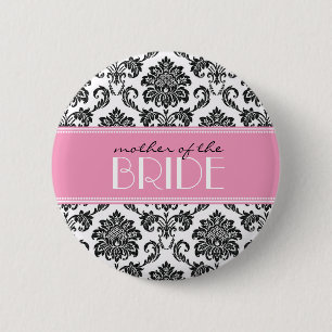 Mother Of The Bride Damask Button in Pink