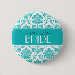Mother Of The Bride Damask Button in Teal