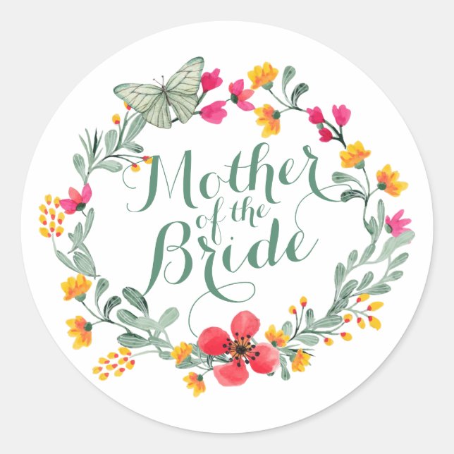 Mother of the Bride Elegant Floral Wedding Sticker (Front)