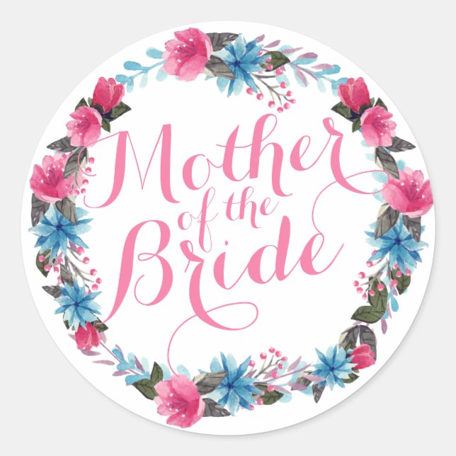 Mother of the Bride Elegant Floral Wedding Sticker (Front)