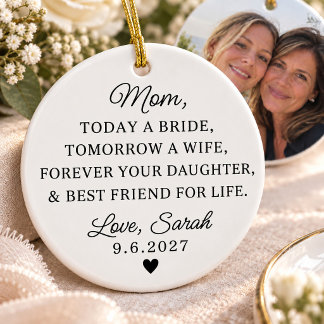 Mother of the Bride Elegant Photo Wedding Mum Ceramic Tree Decoration