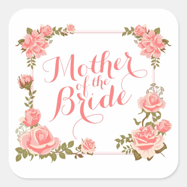 Mother of the Bride Elegant Wreath Sticker Seal (Front)