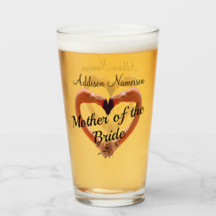 Mother of the Bride  Flamingo Wedding Heart Glass