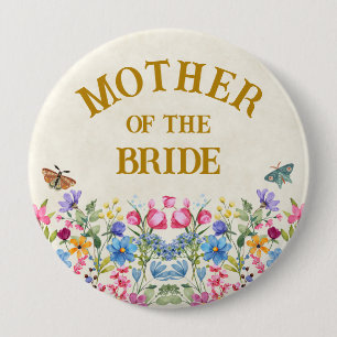Mother of the Bride Floral Butterfly Bridal Party 10 Cm Round Badge