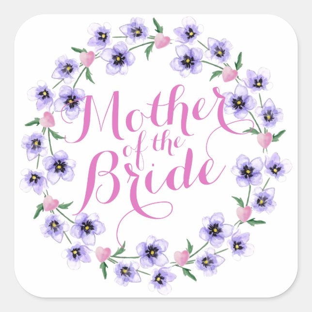 Mother of the Bride Floral Wedding Sticker (Front)