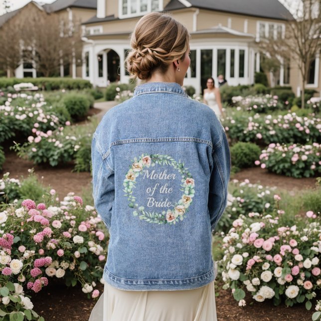 mother of the bride floral wreath wedding denim jacket (Wedding Back)