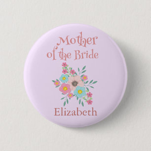 Mother of the Bride Flower 6 Cm Round Badge
