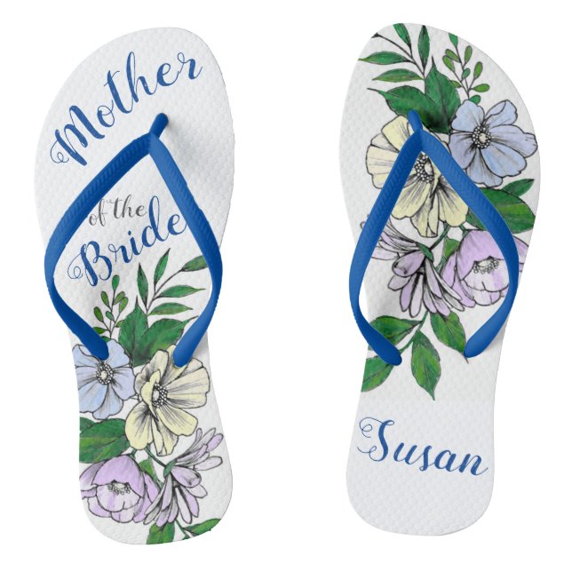 Mother of the Bride - flowers Flip Flops (Footbed)