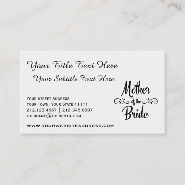 Mother of the Bride - Funny Rehearsal Dinner Business Card (Front)
