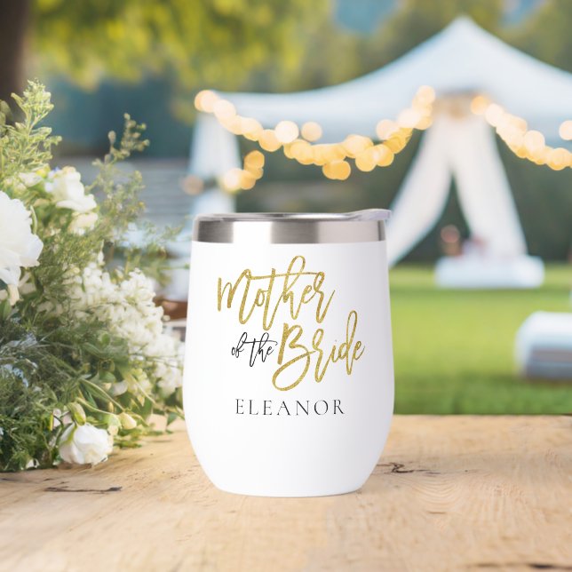 Mother of The Bride Gift Name Black Gold Glitter (Wedding)
