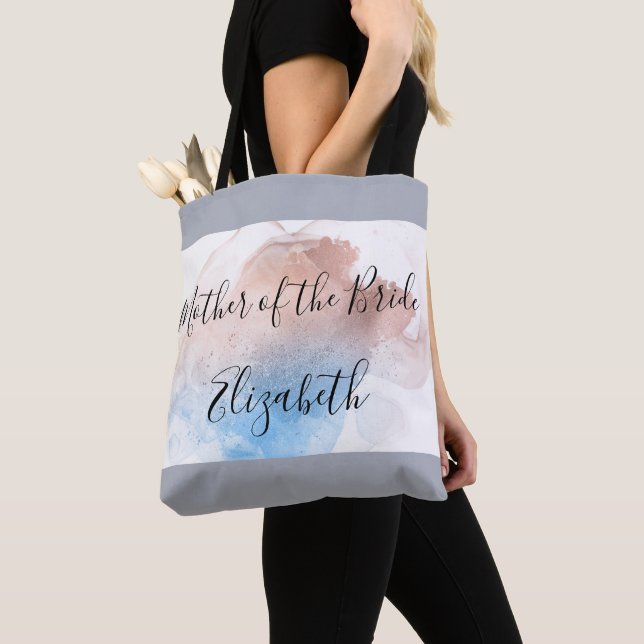 Mother of the Bride Gift Pink Blue Grey Elegant Tote Bag (Close Up)