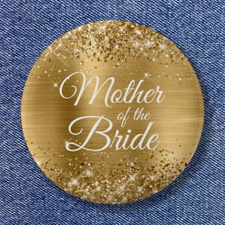 Mother of the Bride Glittery Gold Foil 6 Cm Round Badge