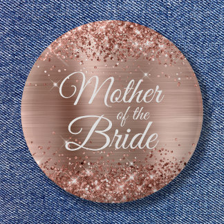 Mother of the Bride Glittery Rose Gold Foil 6 Cm Round Badge