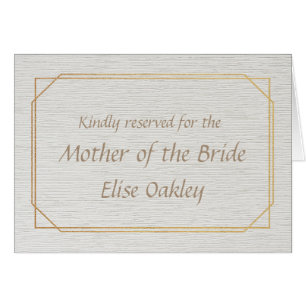 Mother of the Bride Gold and White Place Name
