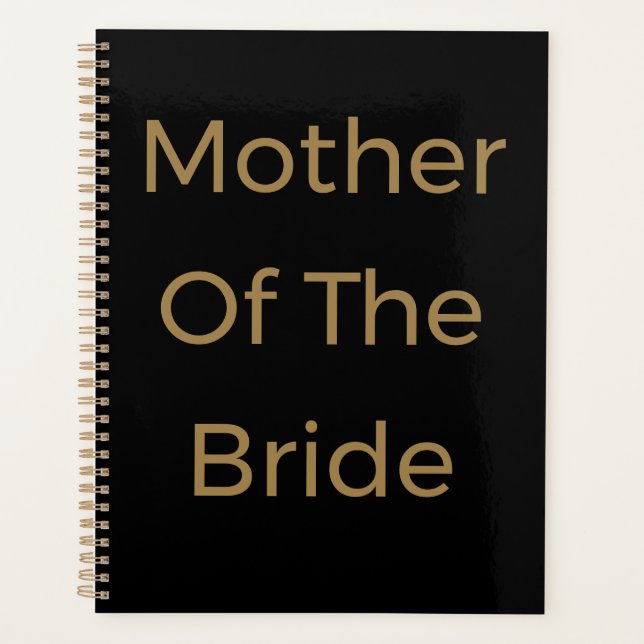 Mother Of The Bride Gold Black Wedding Gift Favour Planner (Front)