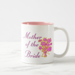Mother Of The Bride Gold & Bouquet Two-Tone Coffee Mug