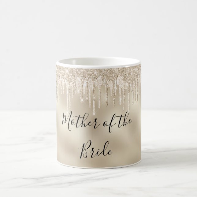 mother of the bride gold dripping glitters wedding coffee mug (Center)