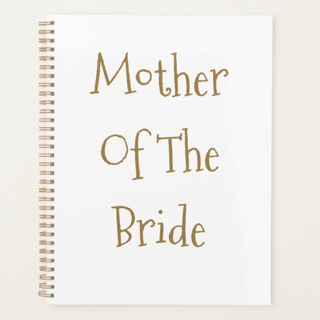 Mother Of The Bride Gold White Wedding Favour Gift Planner (Front)