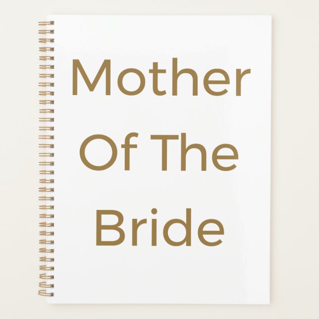 Mother Of The Bride Gold White Wedding Gift Favour Planner (Front)