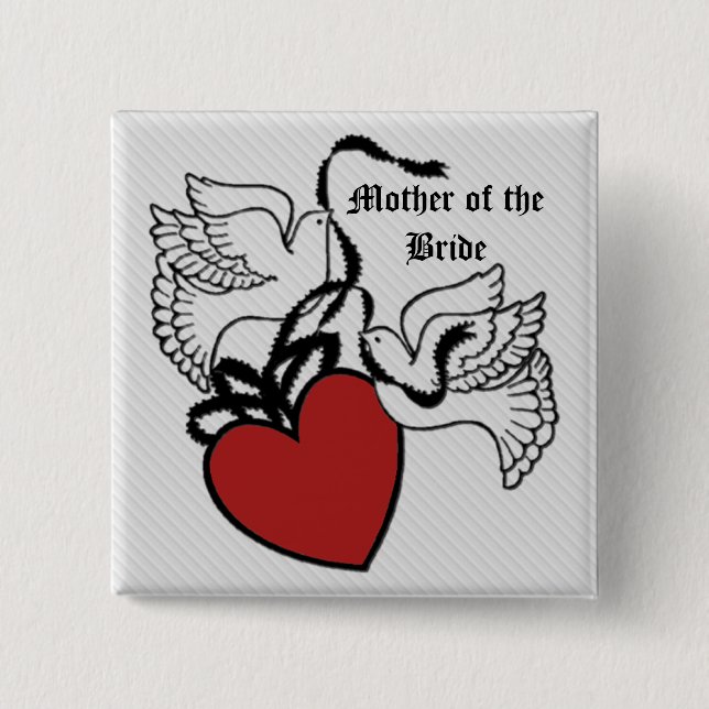 Mother Of The Bride Heart Doves Button (Front)