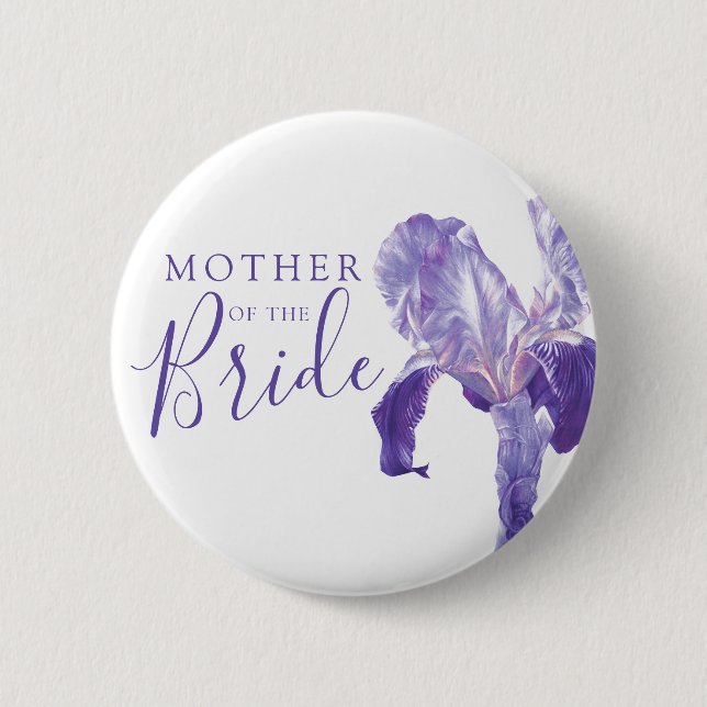 Mother of the bride iris purple wedding 6 cm round badge (Front)
