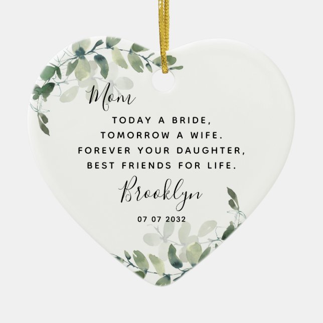 Mother of the Bride Keepsake   Ceramic Tree Decoration (Front)
