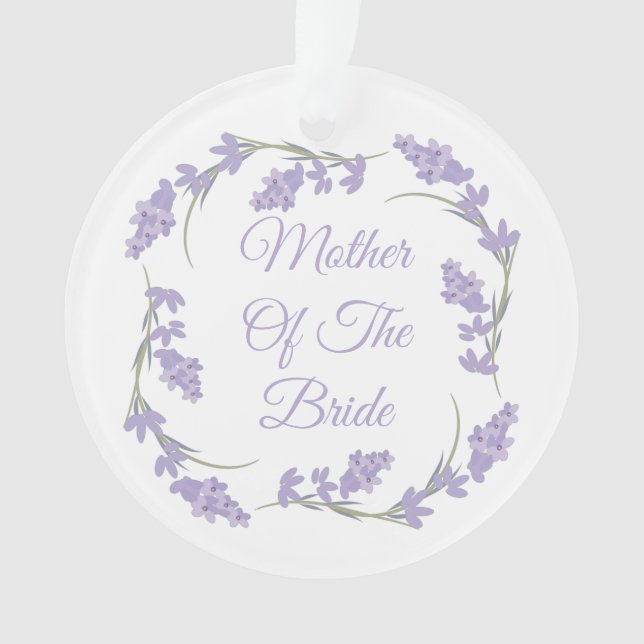 Mother of the Bride Lavender Floral Wreath Ornament (Front)